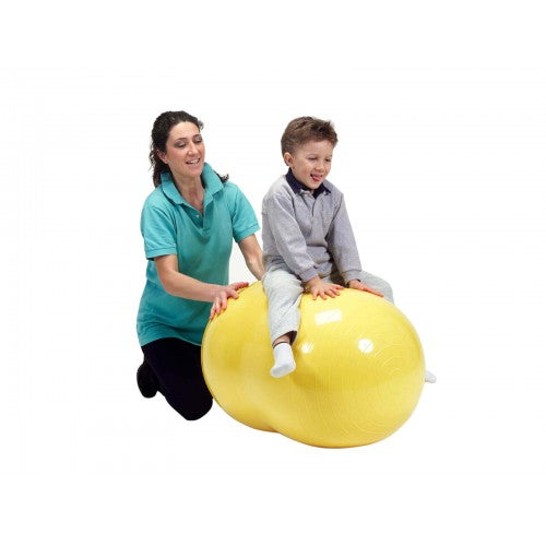 Yellow peanut therapy ball for physiotherapy and balance exercise