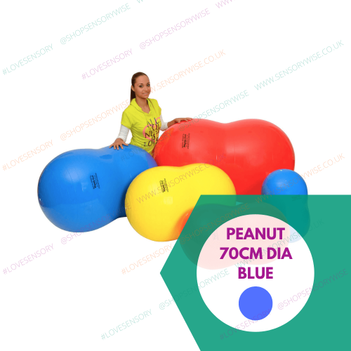 Peanut therapy ball set in blue, yellow, and red