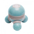 Teal handheld vibrating light-up massager with top button and ribbed grip