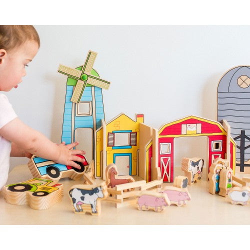 Happy Architect Farm wooden farm playset with windmill and toy animals