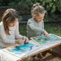 Kids ocean-themed jigsaw puzzle with multiple cut animal pieces