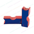 Small pair of padded foam columns, blue with coral-red panels, set of 2