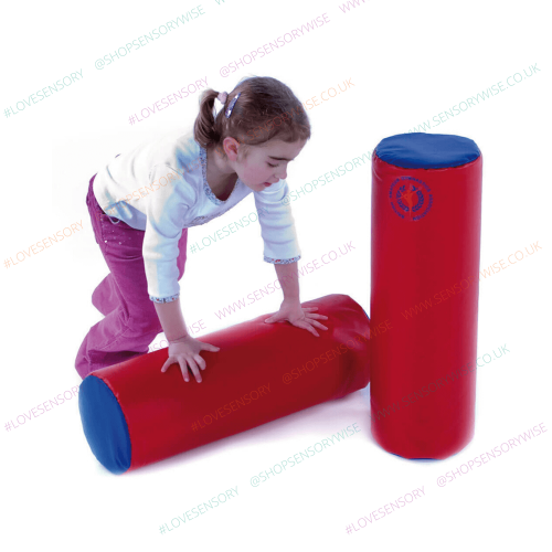 Small foam activity rod set of 2, red cylinders with blue end caps