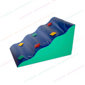 Blue and green foam play wedge with colorful corner tabs, wave-style half block