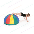 Multicolor sensory play dome with rainbow fabric panels and low entrance opening