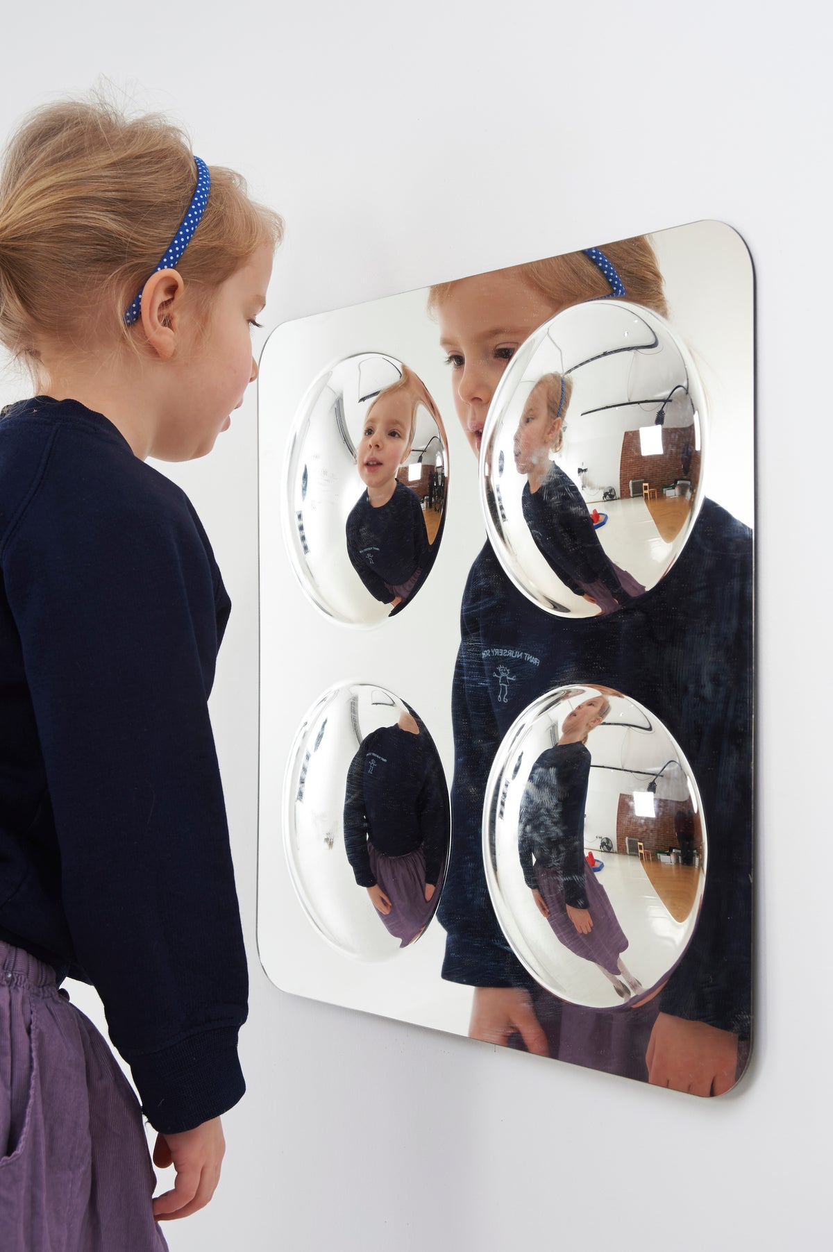 Large 4-dome acrylic mirror panel with four silver convex mirror domes