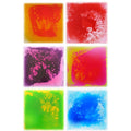Set of 6 square liquid floor tiles, colorful marbled resin effect patterns
