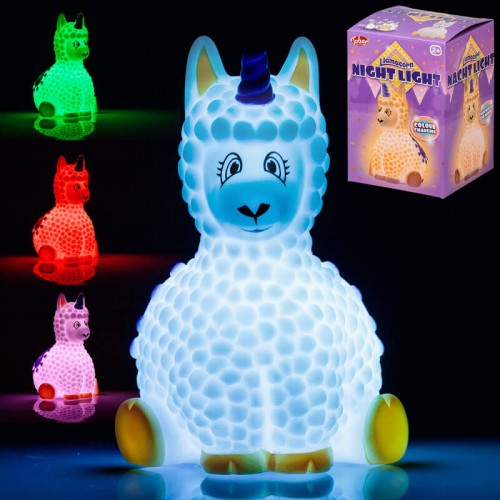 Color-change llama night light, blue glowing figure with small horn