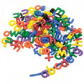Lowercase letter beads set, mixed colorful plastic letters with central hole