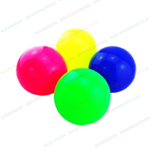 Set of non-burst childproof balls in yellow, pink, blue, and green, 14cm