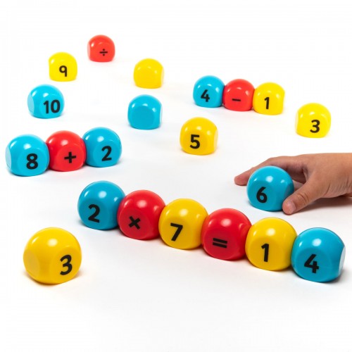 Colorful magnetic number blocks with numbered pieces and plus/minus symbols for counting