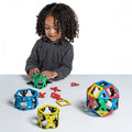 Colorful magnetic polydron acrobat building set with cube figures and flat panels
