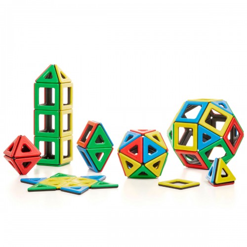 Magnetic Polydron class set multicolor magnetic geometric building tiles and blocks