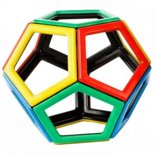 Colorful magnetic pentagon building blocks set, interlocking green red yellow blue pieces