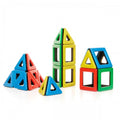 Magnetic Polydron style geometric blocks set with colorful triangular and square pieces