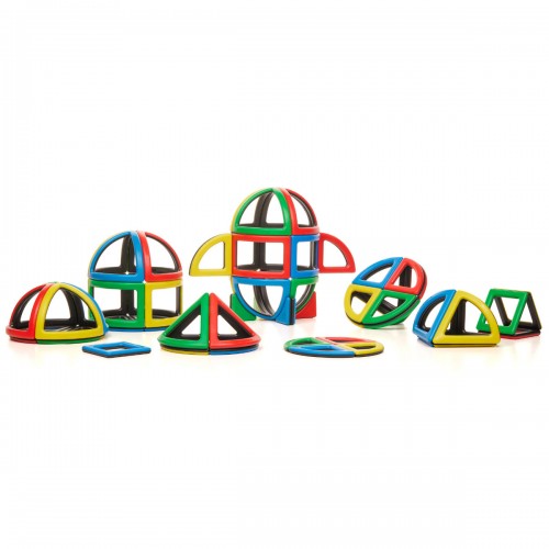 Magnetic Polydron Sphera set of colorful plastic geometric pieces with multicolor frames