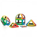 Colorful magnetic building block set with triangular frames and dome pieces
