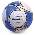 MasterSport training football, size 5, blue and white with black graphic lines and stitched panels