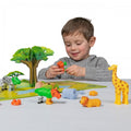 Jungle animal magnetic play set with giraffe, zebra, lion, tree, and mix-match figures