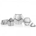 Mirrored magnetic polygon building blocks set, shiny silver hexagons and triangles