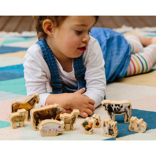 Farm animal figurine set with assorted small animal toy figures