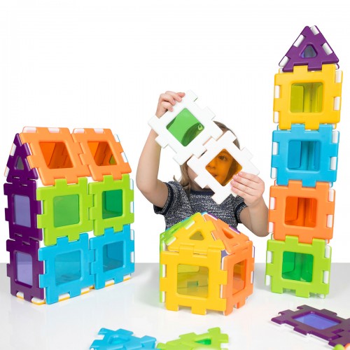 Colorful interlocking building blocks with window openings