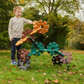 Colorful interlocking gear building toy set, 20 pieces with orange teal and dark parts