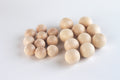 Natural wooden balls, 50mm, light wood round spheres with visible grain.