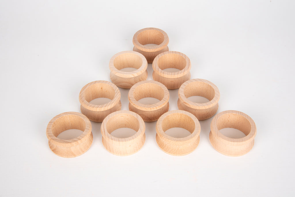 Natural wooden napkin rings set of 11 small round rings with open centers