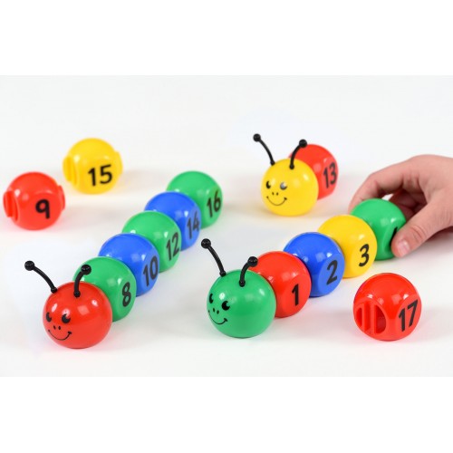 Colorful number bugs toy set with ladybug and beetle shapes, numbers 1–20, smiling faces