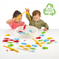Number fishing toy set with fishing rods, numbered fish, and round catch tub