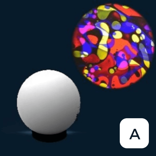 White spherical projector with multicolor circular light pattern