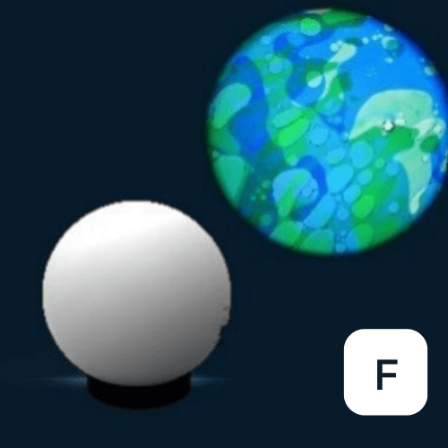 White visual effects projector sphere with blue and green circular light pattern