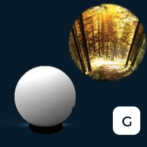 Visual effects projector with golden forest light wheel (G), white globe base