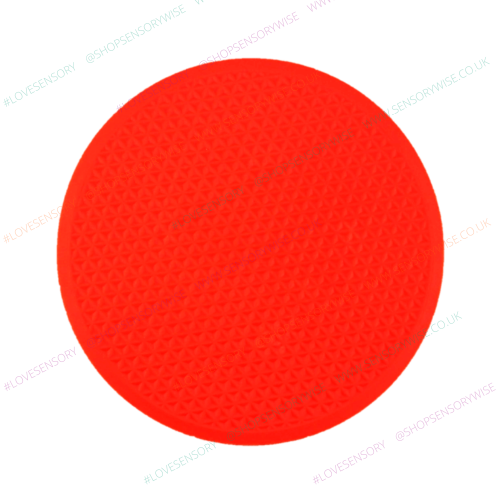 Textured space marker disc, orange-red round with raised triangle dot pattern