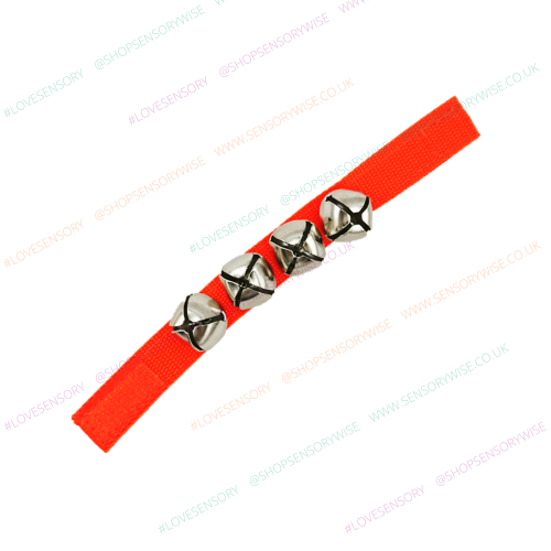 Wrist and ankle bells fabric band with red fabric strap and silver jingle bells