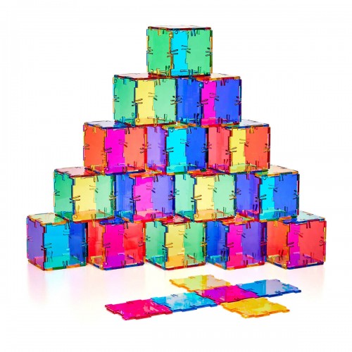 Colorful transparent crystal building block set with many interlocking pieces