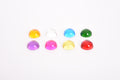 Set of 8 colorful dome hemispheres: yellow, red, green, blue, purple, pink