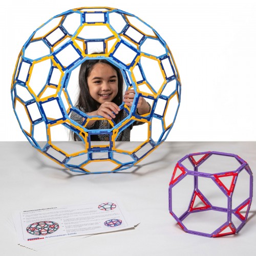 Polydron archimedean solids framework set with colorful polyhedron models