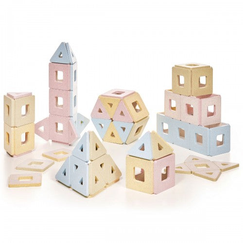 Pastel geometric building blocks set with square and triangular pieces