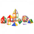 Colorful polyhedron building pieces set with triangles and panels, assorted sizes