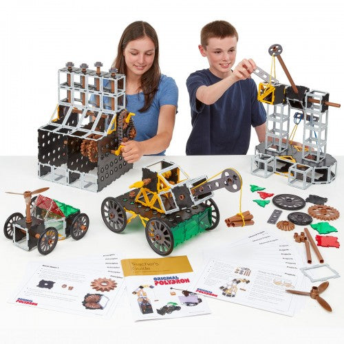 STEM building set with metal frames, gears and wheels, plus parts and instruction sheets