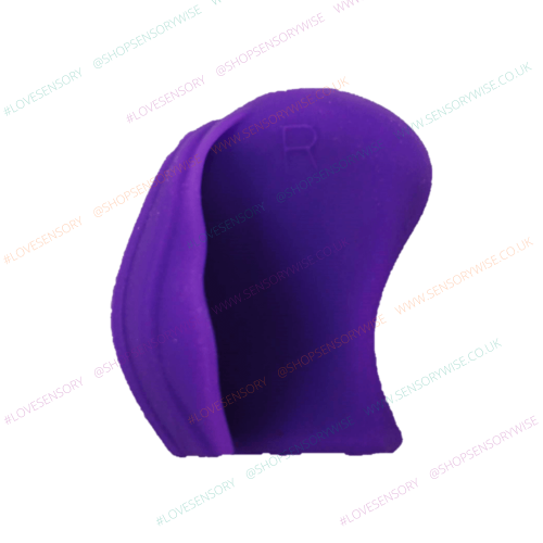 Purple cross-guard pencil grip with textured, grippy surface