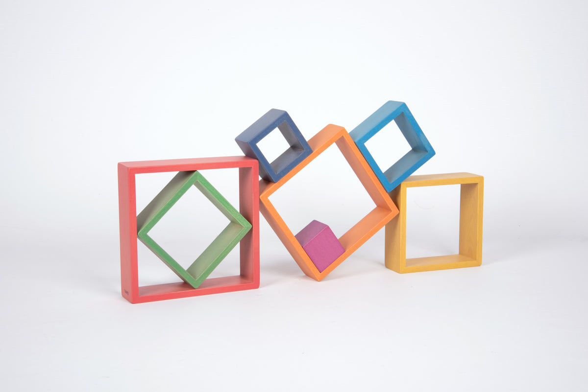 Rainbow Architect squares wooden frame blocks arranged in an arch