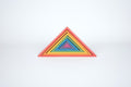 Single multicolor triangle frame block set, layered outlines in red, green, blue.