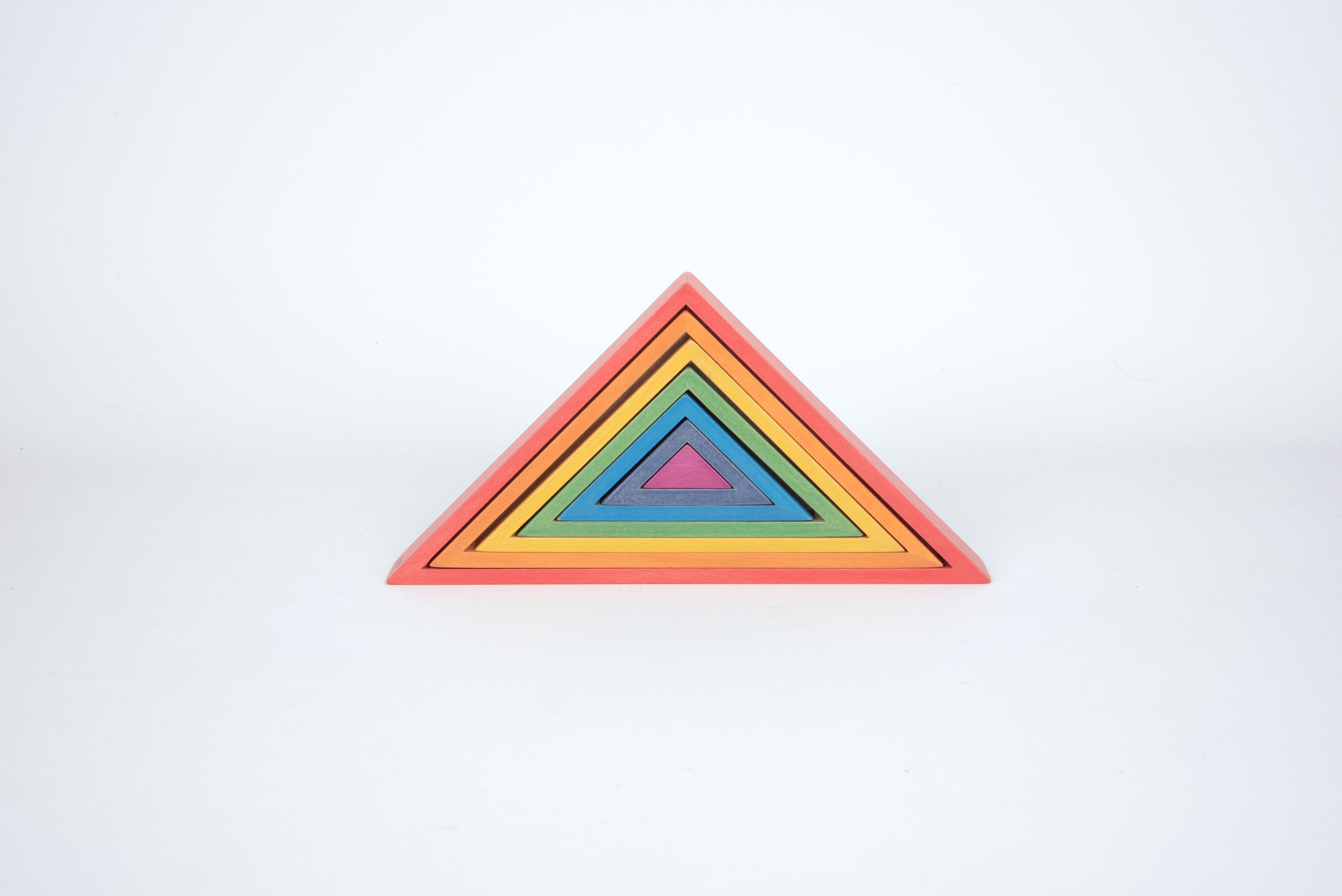 Single multicolor triangle frame block set, layered outlines in red, green, blue.