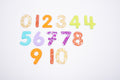 Rainbow glitter number set featuring digits 0–10 in multicolor with glittery finishes