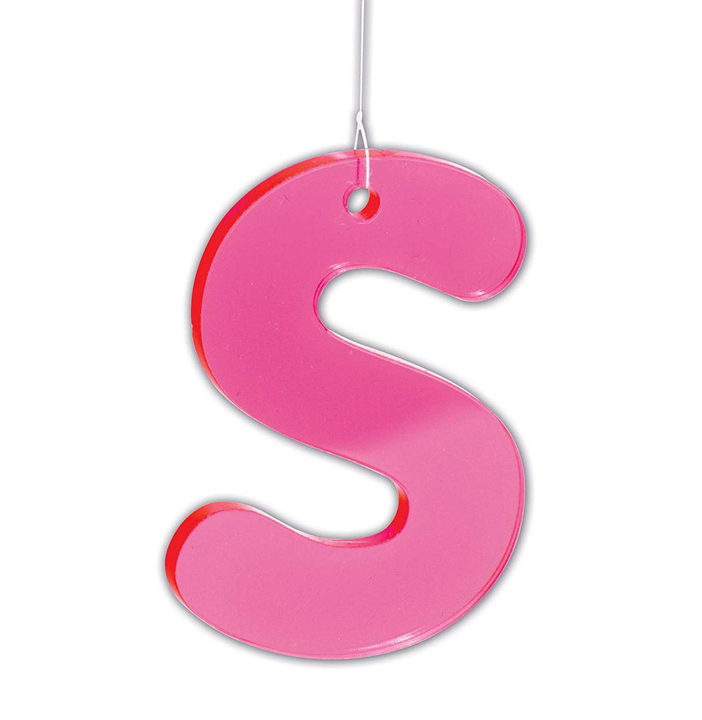 Pink hanging letter S sign with hanging loop