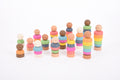 Wooden rainbow peg people figures set with multicolor stacked bodies