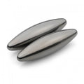 Pair of metallic silver oval magnets
